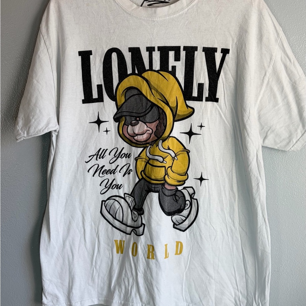 Lonely White and Yellow Graphic Tee